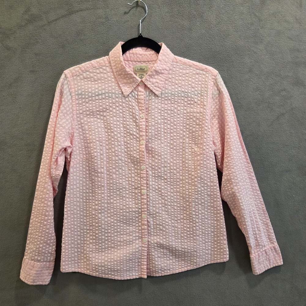 LL Bean Button Shirt Womens Medium Stripe‎ Business Office Classic Casual Preppy